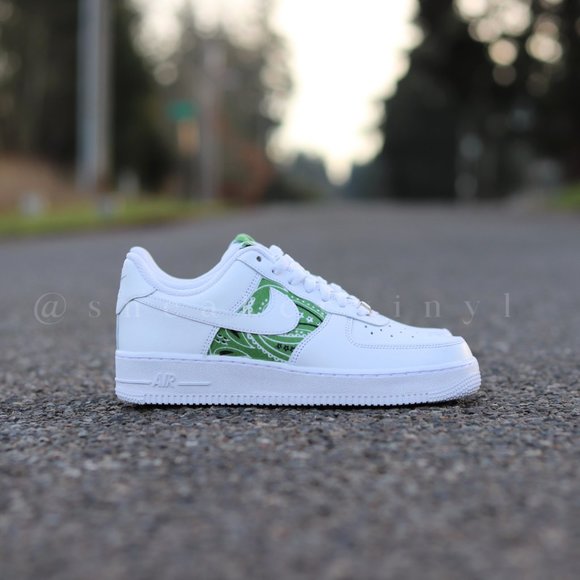 Nike Air Force 1 Low Green Apple Bandana Custom NWT - Picture 10 of 11